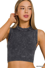 Load image into Gallery viewer, STONE WASHED RIBBED SEAMLESS CROP TOP

