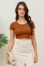 Load image into Gallery viewer, SCALLOP HEM EYELET KNIT TOP
