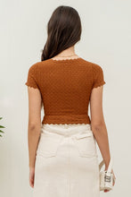 Load image into Gallery viewer, SCALLOP HEM EYELET KNIT TOP
