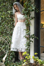 Load image into Gallery viewer, FLORAL ORGANZA ROSETTE CROP TOP AND SKIRT
