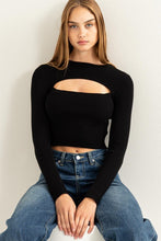 Load image into Gallery viewer, RIBBED CUTOUT CROP TOP
