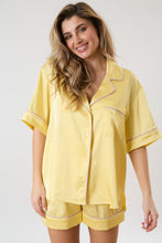 Load image into Gallery viewer, Color Contarst Piping Satin Pajama Shirt
