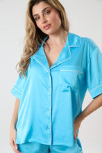 Load image into Gallery viewer, Color Contarst Piping Satin Pajama Shirt

