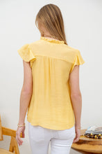 Load image into Gallery viewer, Lace Trim Split Neck Ruffle Sleeve Blous

