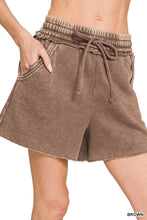 Load image into Gallery viewer, Acid Wash Fleece Drawstring Shorts With
