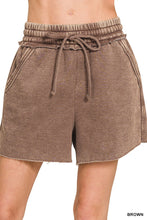 Load image into Gallery viewer, Acid Wash Fleece Drawstring Shorts With
