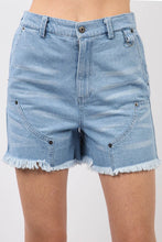 Load image into Gallery viewer, Washed Denim Shorts W/ Raw Edge Detail
