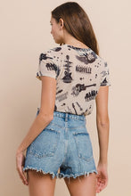 Load image into Gallery viewer, Western Nashville Mesh Print Casual Tee
