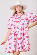 Load image into Gallery viewer, [ID38915-03] Guitar Prints Puff Sleeve Shirt Dress
