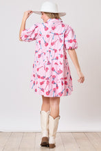 Load image into Gallery viewer, [ID38915-03] Guitar Prints Puff Sleeve Shirt Dress
