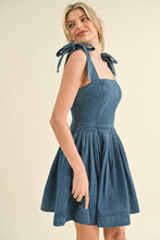 Load image into Gallery viewer, Washed Denim Tie Shoulder Dress
