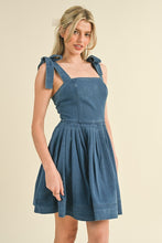 Load image into Gallery viewer, Washed Denim Tie Shoulder Dress
