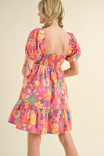 Load image into Gallery viewer, FLORAL SWEETHEART NECK MINI DRESS
