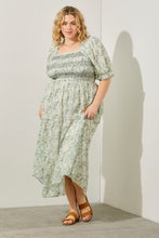 Load image into Gallery viewer, PLUS FLORAL PRINT SMOCKED BODICE TIERED
