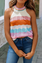 Load image into Gallery viewer, Wavy Striped Textured Knit Sleeveless Sweater
