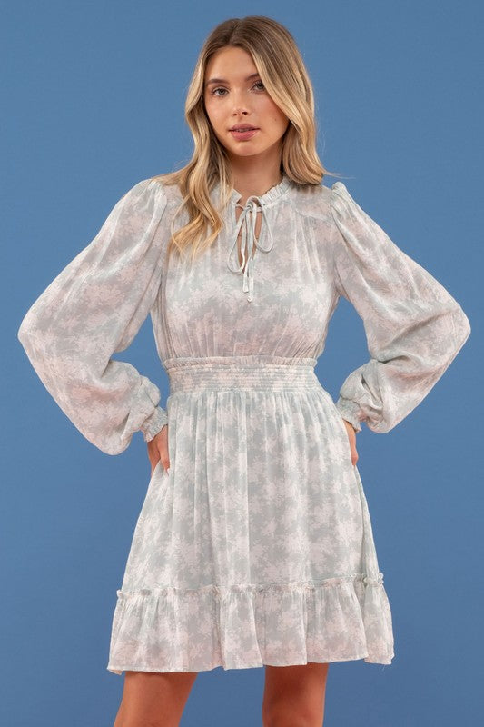 Empire Waist Long Sleeve Mini Dress
