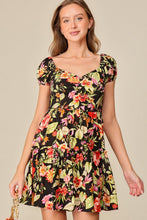 Load image into Gallery viewer, Tropical Puff Sleeve Square Neck Dress
