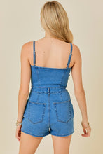 Load image into Gallery viewer, Denim Romper with Button Front and pocket
