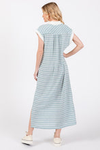 Load image into Gallery viewer, Knit Striped Collared V-neck Dress
