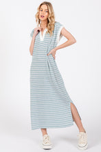 Load image into Gallery viewer, Knit Striped Collared V-neck Dress
