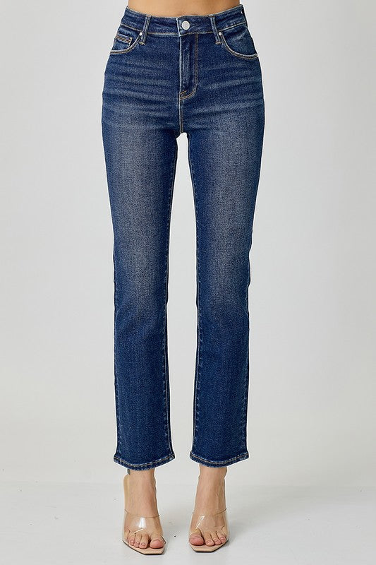 MID RISE ANKLE STRAIGHT SLIM JEANS