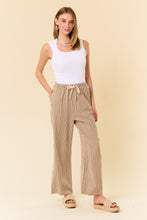 Load image into Gallery viewer, LINEN BLEND STRIPE WIDE LEG PANTS W/ POCKETS
