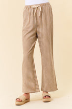 Load image into Gallery viewer, LINEN BLEND STRIPE WIDE LEG PANTS W/ POCKETS
