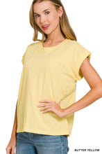 Load image into Gallery viewer, Round Neck Folded Short Sleeve T-shirt
