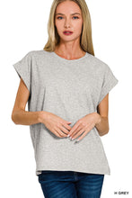 Load image into Gallery viewer, Round Neck Folded Short Sleeve T-shirt
