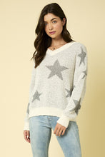 Load image into Gallery viewer, Long Sleeve V-neck Star Print Sweater Top
