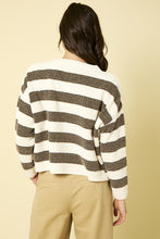 Load image into Gallery viewer, LONG SLEEVE BIG COLLAR STRIPE SWEATER
