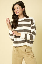 Load image into Gallery viewer, LONG SLEEVE BIG COLLAR STRIPE SWEATER
