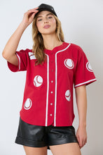 Load image into Gallery viewer, Baseball Sequins Embroidery Top
