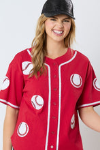 Load image into Gallery viewer, Baseball Sequins Embroidery Top
