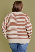 Load image into Gallery viewer, CREW NECK STRIPE MIX SWEATER
