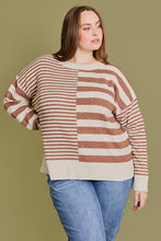 Load image into Gallery viewer, CREW NECK STRIPE MIX SWEATER
