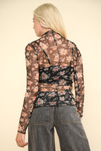 Load image into Gallery viewer, High Neck Fitted Sheer Mesh Lace Knit Top
