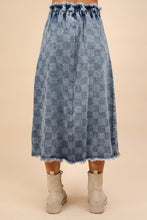 Load image into Gallery viewer, Washed Checkered Denim Midi Skirt
