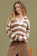 Load image into Gallery viewer, Lightweight Striped Polo Sweater.
