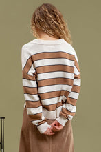 Load image into Gallery viewer, Lightweight Striped Polo Sweater.
