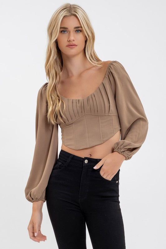 LONG SLEEVE CORSET CROP TOP