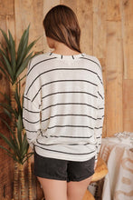 Load image into Gallery viewer, STRIPE V NECK DROP SHOULDER LONG SLEEVE
