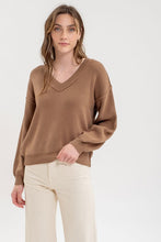 Load image into Gallery viewer, EXPOSED SEAM V NECK PULLOVER KNIT SWEATE
