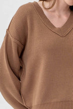 Load image into Gallery viewer, EXPOSED SEAM V NECK PULLOVER KNIT SWEATE
