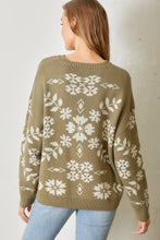 Load image into Gallery viewer, FLORAL INTARSIA PULLOVER SWEATER
