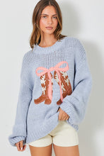 Load image into Gallery viewer, COWBOY BOOTS WITH RIBBON KNIT SWEATER
