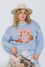 Load image into Gallery viewer, PLUS COWBOY BOOTS WITH RIBBON KNIT SWEATER
