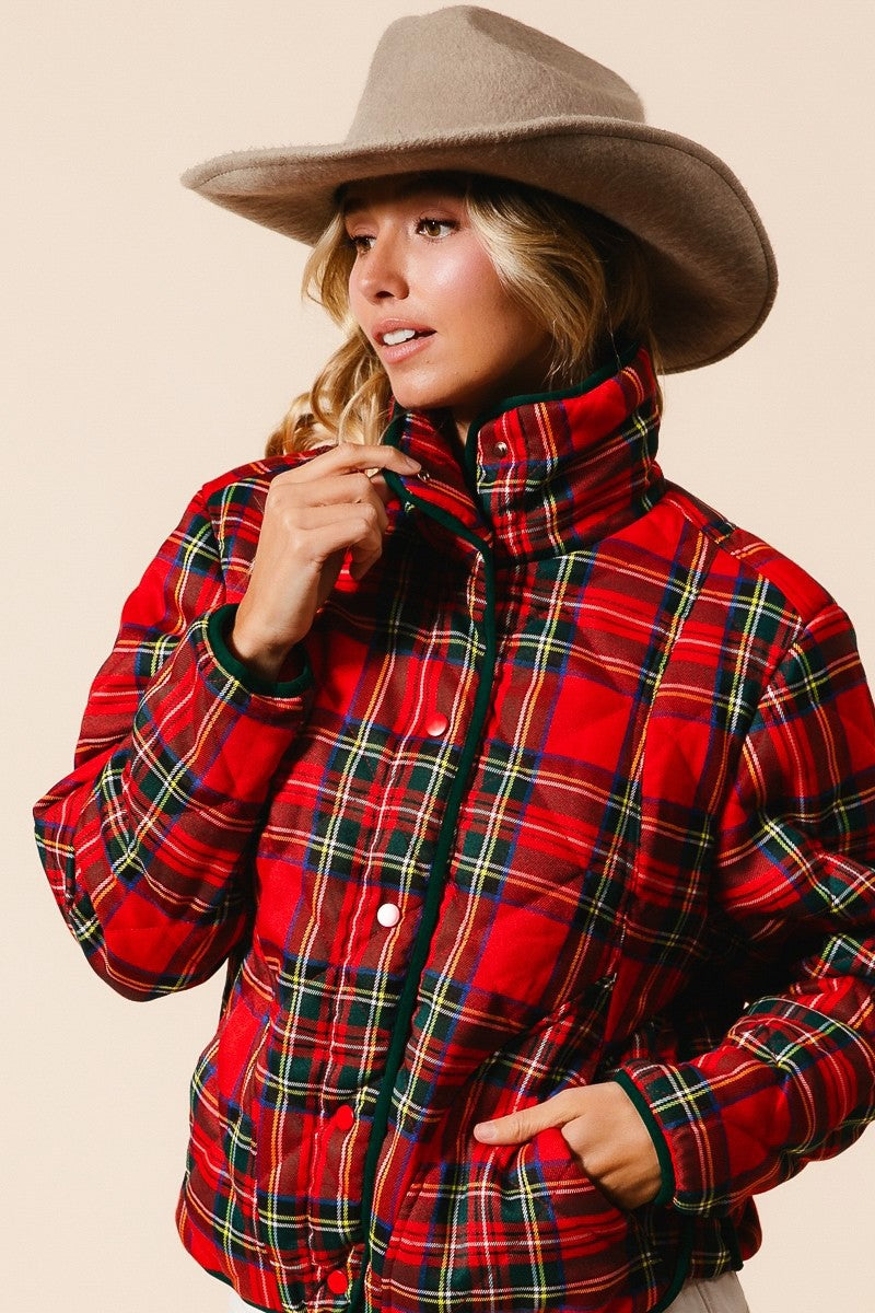 VINTAGE CHRISTMAS PLAID QUILTING JACKET