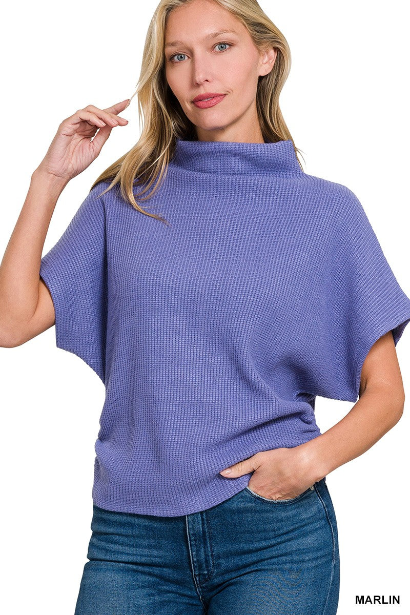 MOCK NECK SWEATER SIDE SHIRRED