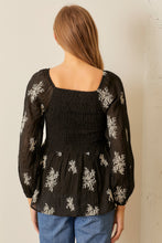 Load image into Gallery viewer, EMBROIDERED SMOCKED BLOUSE
